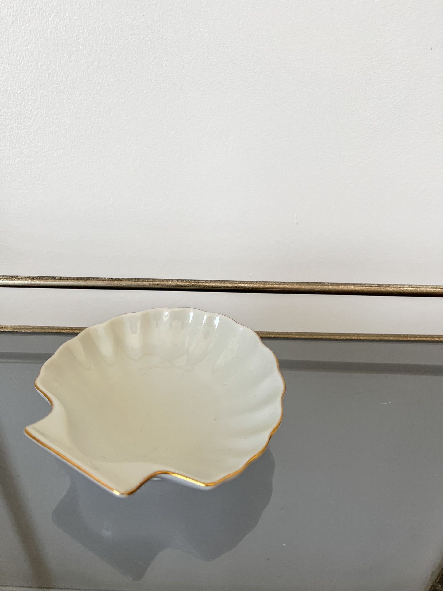 Porcelain Scallop Shell Ashtray or Trinket Dish