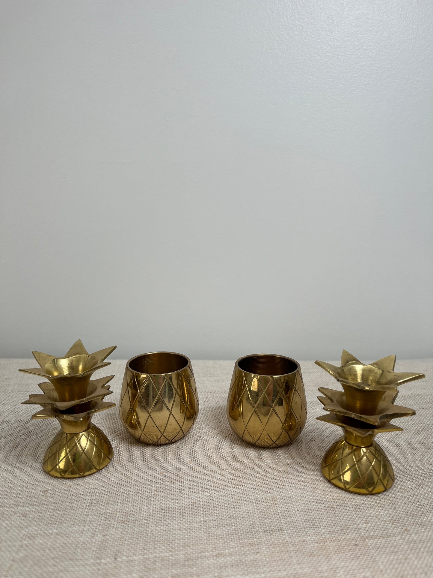 (2) Brass Pineapple Trinket Boxes/ Shot Glasses