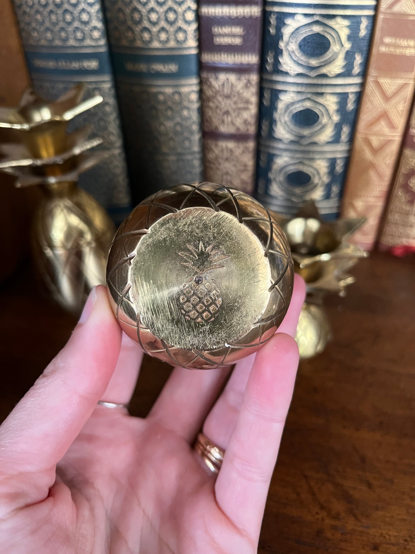 (2) Brass Pineapple Trinket Boxes/ Shot Glasses