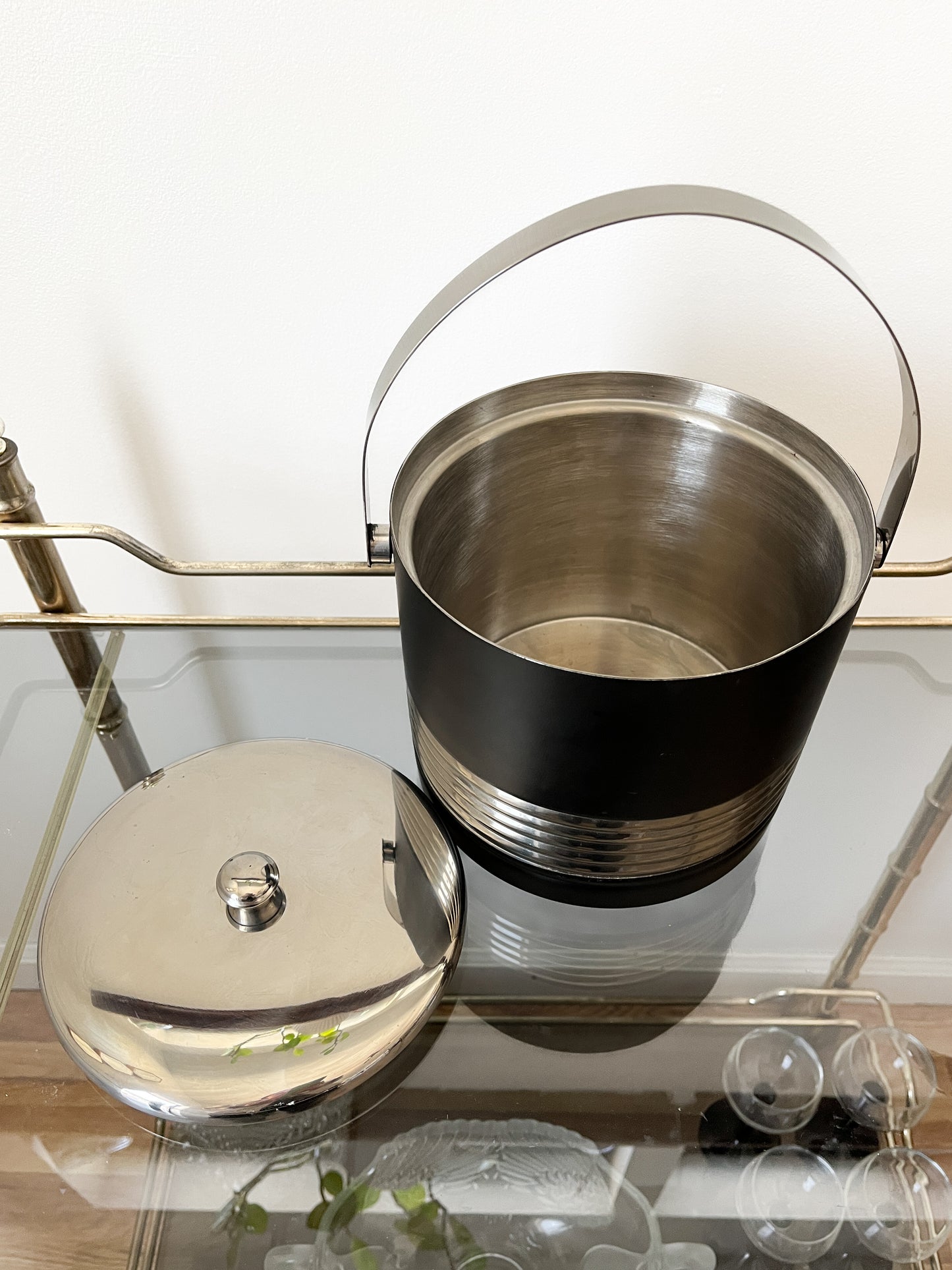 MCM Black & Chrome Ice Bucket