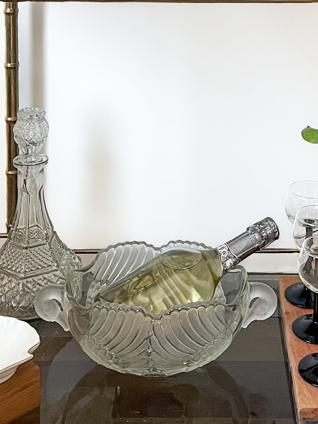 Mikasa Walther Frosted Crystal Swan Champagne Chiller/ Center Piece Bowl