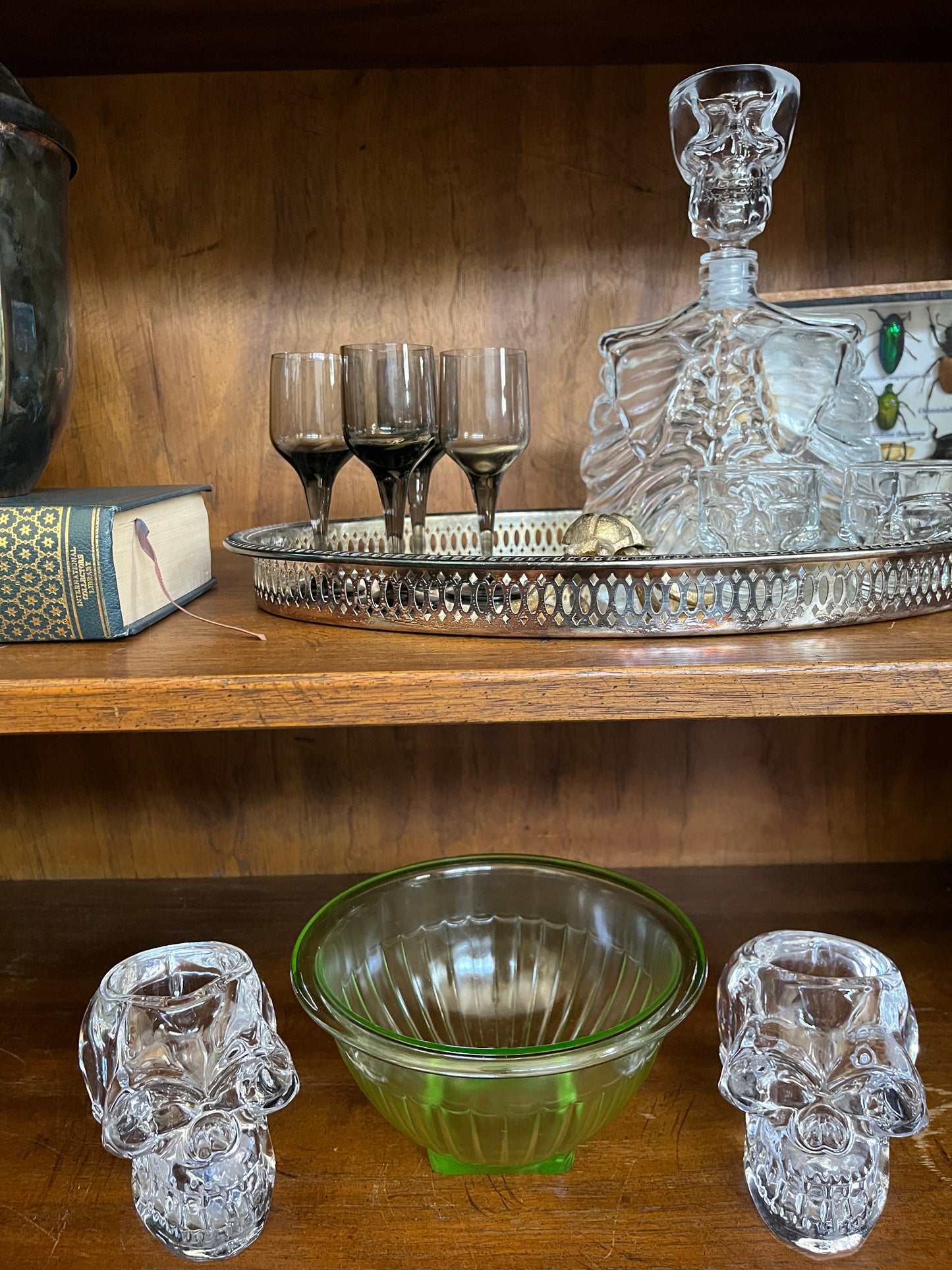 Pair Crystal Skeleton Head Candle Holders