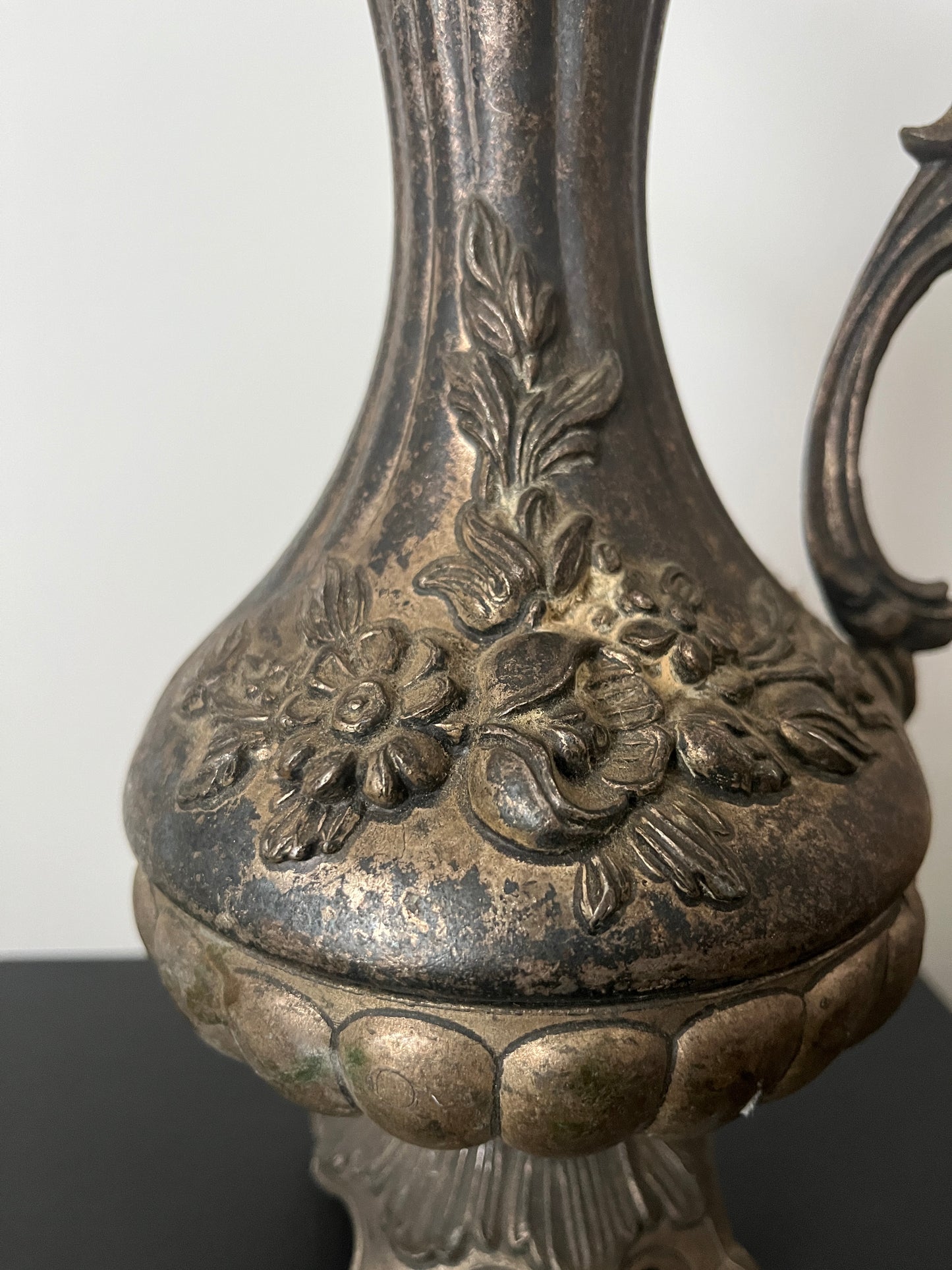Vintage Italian Silver-Plated & Pewter Pitcher Vase