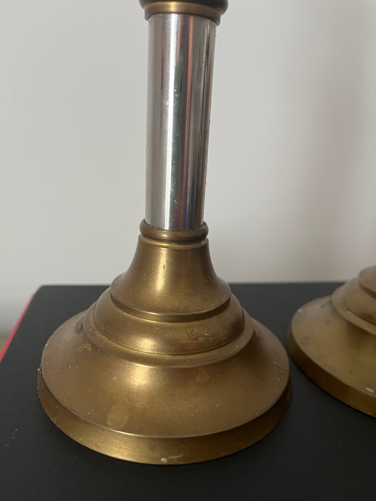 (2) Brass & Chrome Candlesticks