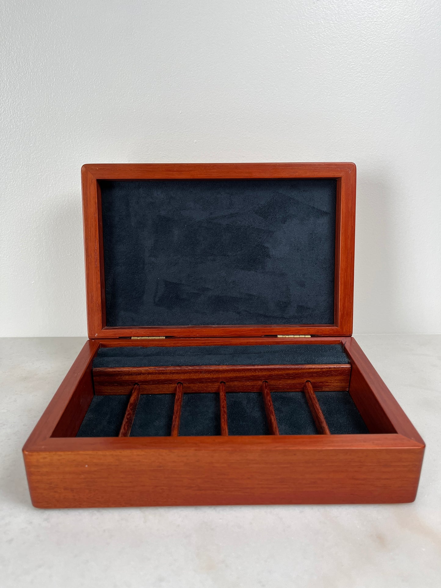 Handcrafted Bubinga & Birdseye Maple Jewelry Box | Sapphire Lined | Artisan Signed