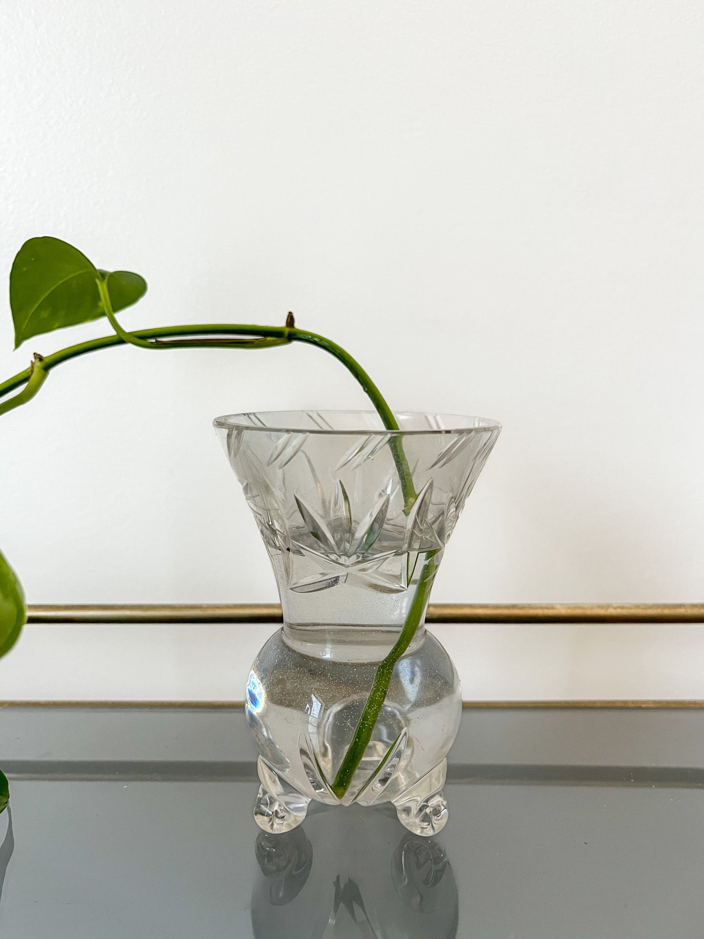 Three Footed Crystal Bud Vase