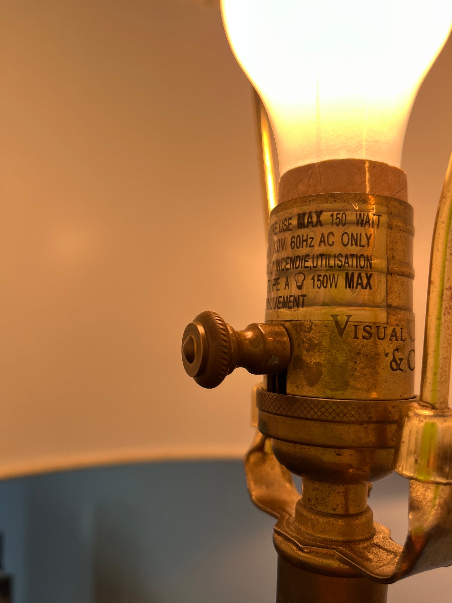 Marble and Antiqued Brass Visual Comfort Lamp
