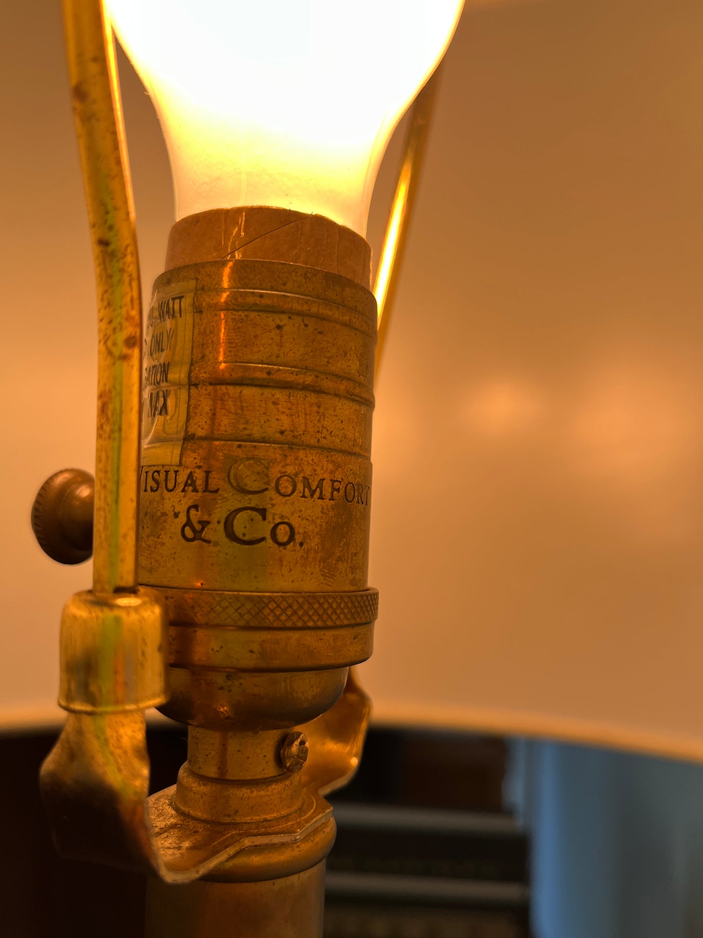 Marble and Antiqued Brass Visual Comfort Lamp