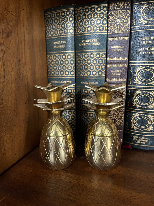 (2) Brass Pineapple Trinket Boxes/ Shot Glasses