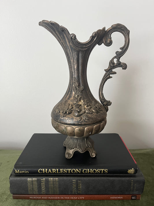 Vintage Italian Silver-Plated & Pewter Pitcher Vase