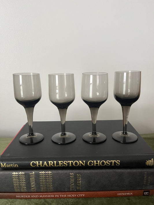 4 Vintage Smoky Orrefors Rhapsody Cordial Glasses